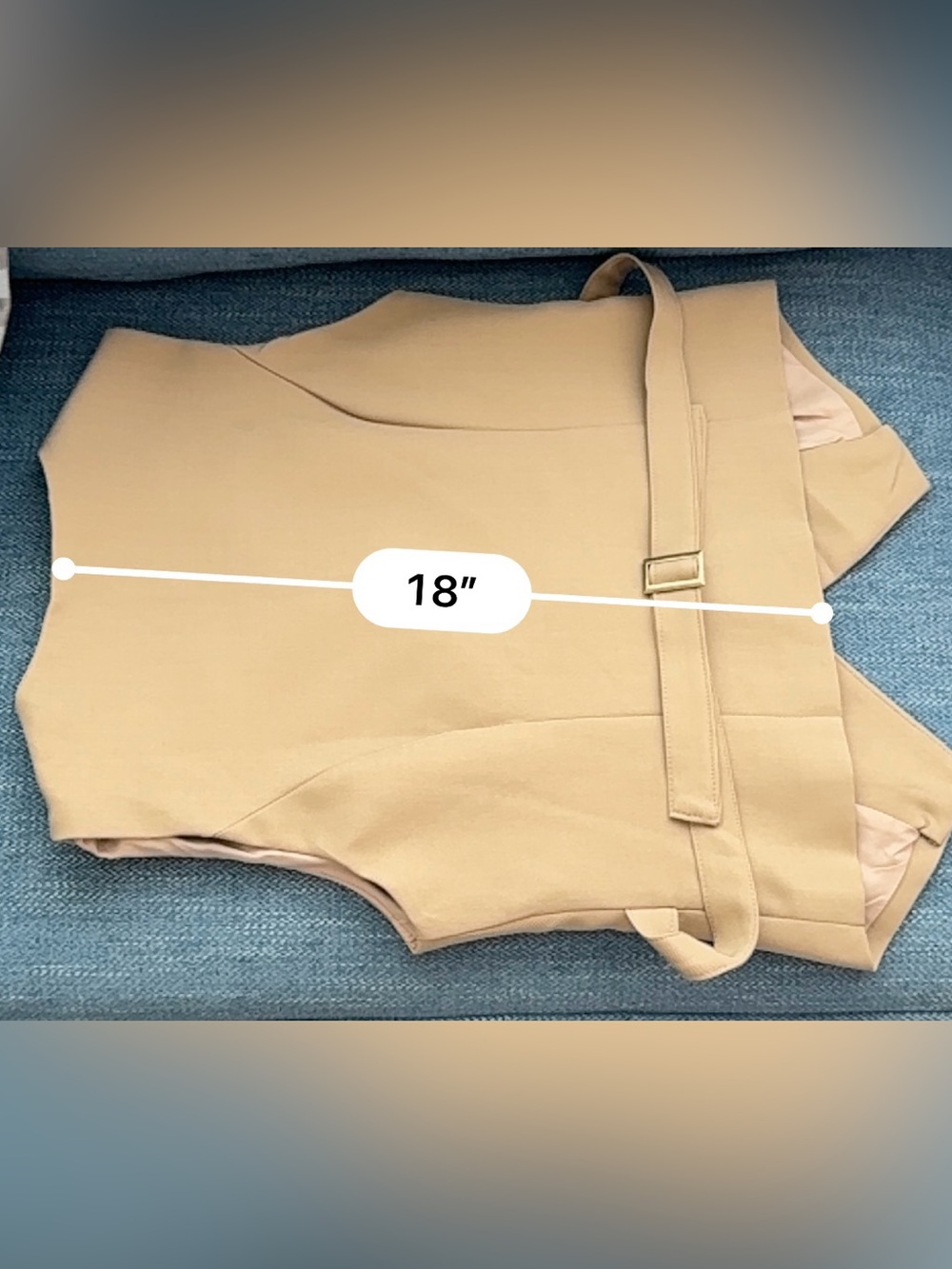 Classic Tan Tiered 2-pc Dress with Buttoned Vest - Picture 12 of 14